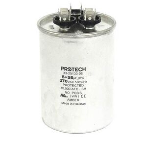 43-25133-08 -Rheem OEM Round Replacement Dual Run Capacitor 55 + 5 UF/MFD 370 Volt