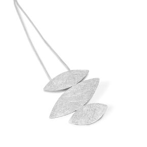 Sterling Silver 925 Womens Handmade Layered Asymmetrical Leaf Pendant Necklace, Boho Geometric Design, Diamond Cut Brushed finish, Chain 17.5" long, by Claudia Lira. Great Gift Set
