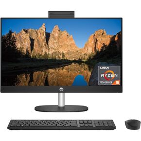 HP 23.8 inch All-in-One Desktop PC, FHD Display, AMD Ryzen 5 7520U, 16 GB RAM, 1 TB SSD, AMD Radeon Graphics, Windows 11 Home, 24-cr0040 (2023)