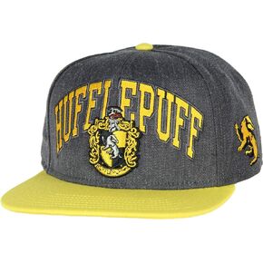 Harry Potter Hufflepuff Embroidered House Crest Adjustable Snapback Hat Cap Grey