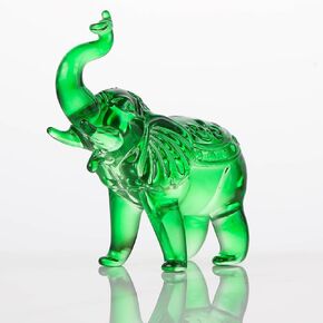 Crystal Elephant Figurine Home Decor, Glass Elephant Statue Gifts for Women Men, Crystal Animals Collectible Figurines Tabletop Decoration Elephant Sculpture with Trunk Up Ornaments (Blue)