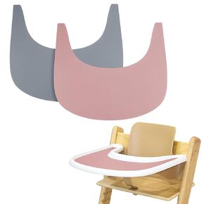 High Chair Placemat, 2 Pieces High Chair Placemat Silicone, Clean and Hygienic, for Stokke High Chair Tray Cover, Suitable for Stokke Tripp Trapp High Chair Tray (Green/Pink)
