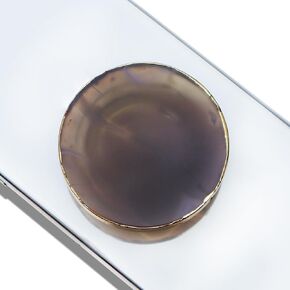 GRIPONG Gold Bezel Authentic Agate Natural Gemstone Multi Functional & Collapsible & Detachable Mobile Phone Grip Stand (Green Agate)