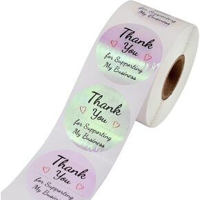 N’icePackaging – 500 Qty – 1.5 inch Thank You for Supporting My Business Stickers – Self-Adhesive – for Decoration/Sales/Branding/Envelopes (Floral/Pink)