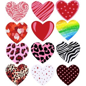 Love Stickers, 1.5 Inches Large Assorted Heart Shape Pattern Adhesive Stickers for Wedding Anniversaries Party Note Present Packaging Thank You Small Business