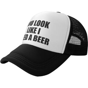 You Look Like I Need A Beer Funny Adjustable Mesh Trucker Hat for Adults Unisex Classic Hats Fishing Caps Black