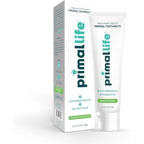 Primal Life Organics Premium Dirty Mouth Mineral Toothpaste - Nano-Hydroxyapatite, Colloidal Silver, Charcoal - Organic, All Natural Whitening Formula (Bubblegum Flavor, 4oz)