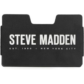 Steve Madden Men's Minimalist Wallet Credit Card Holder Removable Money Clip, Black, 3.5 x .25 x 2