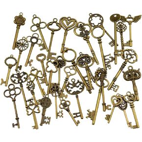 XONOR 24Pcs Large Antique Bronze Skeleton Keys Rustic Key for Wedding Decoration Favor, Necklace Pendants, Jewelry Making in Kuwait