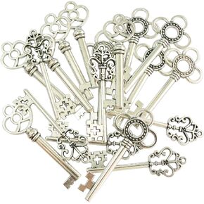 XONOR 24Pcs Large Antique Bronze Skeleton Keys Rustic Key for Wedding Decoration Favor, Necklace Pendants, Jewelry Making