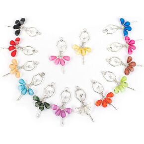 Framendino, Ballerina Charms Ballet Girls Pendants Rhinestone Crystal Dancer Girl Charm Pendant for DIY Crafts Jewelry Making Earring Necklace Bracelet Keychain