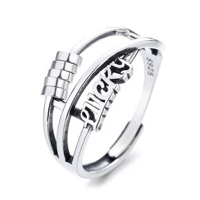 Anxiety Relief Lucky Ring – 925 Sterling Silver Spinner Ring – Fidget Rings for Anxiety for Women and Men – Modern and Elegant Design – Adjustable Size Ring Jewelry (Anxiety Relief Ring)