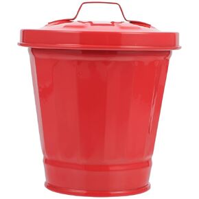 POPETPOP Galvanized Trash Can with Lid Mini Desktop Wastebasket Metal Garbage Bin Pen Holder Flowerpot Metal Utility Pail Small Buckets Organizer Kitchen Countertop Trash Containers