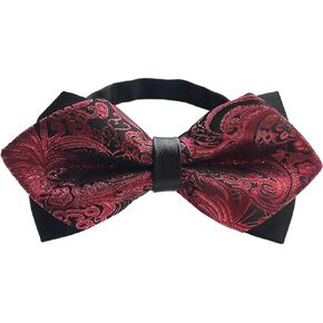 Elfeves Big Boy's Men's Floral Paisley Formal Double Layers Pre-Tied Bow Ties