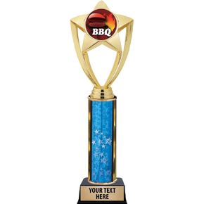 Crown Awards BBQ Trophies, 11" Gold Star BBQ Cooking Trophy with Engraving Included Prime