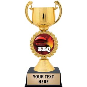 Crown Awards Personalized BBQ Trophy, 7.25" Gold Cup BBQ Cooking Trophies with Free Custom Engraving Prime