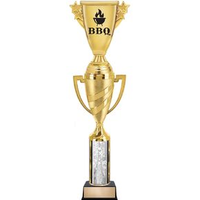14" Silver Stars Cup Riser Barbeque Cooking Trophy, Barbeque Cooking Award with Custom Engraving Prime