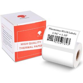 Phomemo M110 Labels 1.96'' x 1.18''(50 * 30mm), Compatible with Phomemo M110/M120/M220/M200 Label Printer, Multi-Purpose Label Tape Self-Adhesive Thermal Paper, Black on White,230 Labels/Roll in Kuwait