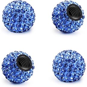 Kewucn 4 PCS Car Tire Valve Stem Caps, Handmade Dustproof Crystal Rhinestone Auto Stem Air Cap Cover, Attractive Vehicle Exterior Accessories, Universal for Car Truck Motorcycle Bike (AB)