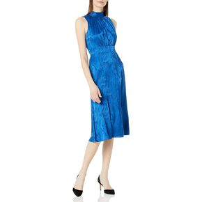 Donna Morgan Women's Sleeveless Jacquard Tie-Halter Midi Dress, Cobalt, 10