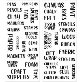 Craft Room Organization Labels Paper Sticker - 2 Sheets - 5 x 12 Inches