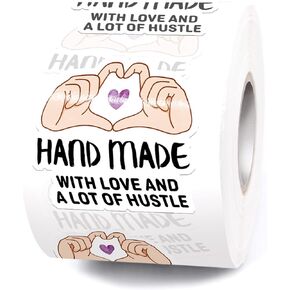 muminglong Cute Hand Made with Love and A Lot of Hustle Small Business Stickers,Handmade Stickers,Thank You Sticker,Small Shop Sticker,Package Stickers for Small Business, 500 PCS