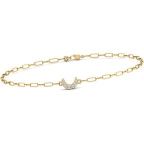 Women's Diamond Pave Moon Shape Link Bracelet in 14K White and Yellow Gold (Color J-K, Clarity I2-I3)