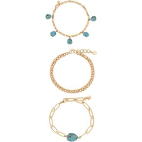 Ettika Gold Bracelets. Bracelet Set for Women. The Power of Three 18k Gold Plated Bracelet Set of 3. Jewelry, Birthday Gifts For Women