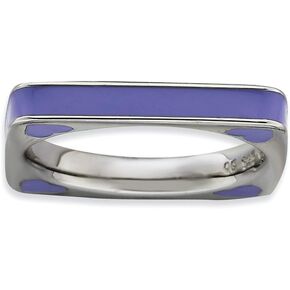 3.25mm Silver and Purple Enamel Stackable Square Band