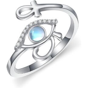 Ankh Ring 925 Sterling Silver Eye of Horus Open Ring Ancient Egyptian Jewelry Ankh Jewelry for Women