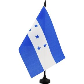 AZ FLAG Honduras Table Flag 5'' x 8'' - Honduran Desk Flag 21 x 14 cm - Black Plastic Stick and Base