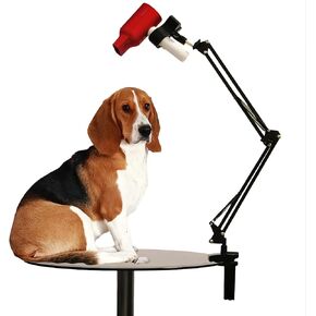 Dog Hair Dryer Holder, Pet Grooming Table Hair Dryer Stand Hands-Free 360° Rotating Blow Dryer Holder with Adjustable Clamp Mount
