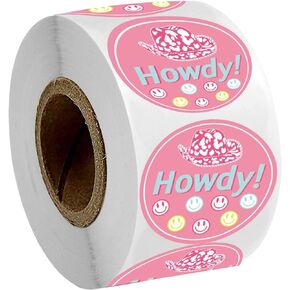 Howdy Sticker Thank You Stickers Roll 1.5 inch Cowboy Cowgirl Hat Sticker Small Shop Sticker Small Business Packaging Thank You Stickers 500 Pcs/Roll, Multicolored