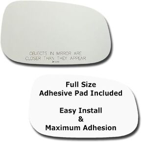 Mirror Glass + Full Size Adhesive Pad for 2007-2011 Volvo S80 Passenger Side Replacement - 2 Options Offered (2007 2008 2009 2010 2011 07 08 09 10 11)