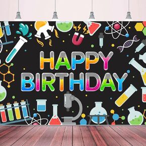 Chemical Science Happy Birthday Backdrop Banner Physical Chemistry Experiments Birthday Party Photo Photography Prop for Mad Scientist Boys Girls Decorations Supplies 70.87x47.24in-BECKTEN