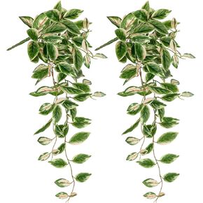 DILATATA Fake Haning Plants Artificial Hanging Plants 26" Faux Wandering Jew Haning Leaves Plants for Wall Shelf Home Indoor Outdoor Decor - 2 Pack