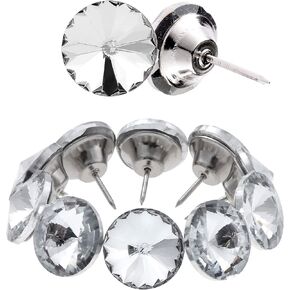 abcGoodefg 60PCS Rhinestone Tacks Crystal Buttons Clear Diamond Buttons Upholstery Buttons for Sewing Sofa Tufting Bed Headboard DIY Crafts Decoration (25MM)