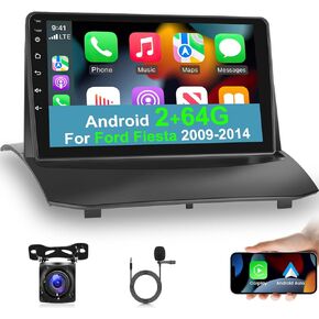 Car Stereo for Ford Fiesta 2009-2017 with Wireless Carplay and Android Auto, 2+64G 9 Inch Touchscreen Android Car Radio, Multiple UI/GPS/WiFi + AHD Backup Camera in Saudi Arabia