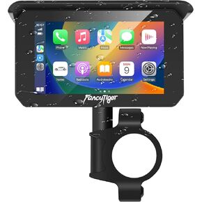 Newest Motorcycle Carplay & Motorcycle Android Auto, 5 Inch IPS Motorcycle GPS Touch Screen, Motorcycle GPS Navigation System, WiFi, Bluetooth, Waterproof, Siri/Google Assistant