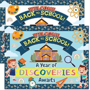 Decorably 64 Pcs Boho Bulletin Board Decorations with Background Papers & Borders, 2024 Bulletin Board Decorations, Welcome Bulletin Board Welcome Bulletin Board Set, Back to School Bulletin Board
