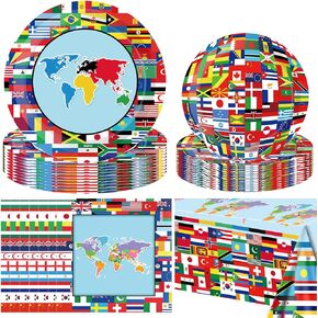Know me AN International Flag Paper Plate Set