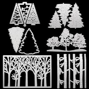 6 Pieces Christmas Tree Die Cuts Stencils Christmas Metal Pine Tree Dies Cutting Stencils for Paper Card Making DIY Scrapbooking Album Festival Decor, 6 Styles(Classic Style)