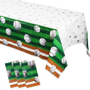3 Pcs Plastic Baseball Tablecloths, 54×108in Baseball Party Table Covers, Disposable Rectangle Table Cloths, Sports Birthday Party Decorations, Baseball Themed Party Supplies