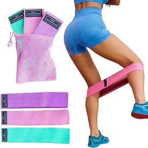 Perfect Stix Booty Bands - 3 Difficulties - Fabric Resistance Bands Set. Non Slip Stretch Bands. Exercise Bands for Legs and Butt. Includes a Pink Mesh Traveling Bag