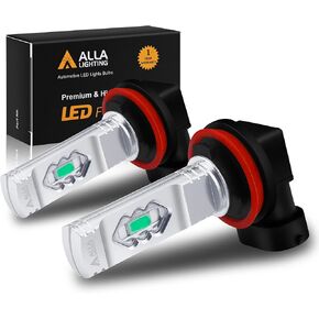 Alla Lighting 3600lm Xtreme Super Bright H11 H16 LED Bulbs Fog Lights Lamp Replacement H8, 8000K Ice Blue, High Illumination ETI 56-SMD