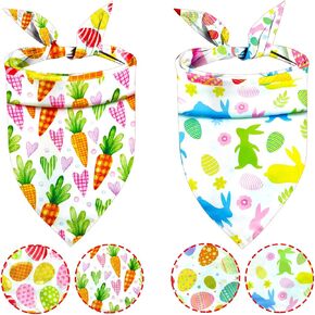 عيد الفصح الكلب عصابات 2 حزمة، الأرانب الملونة البيض الحيوانات الأليفة وشاح لصبي وفتاة عكسها عيد الفصح الربيع ملابس مثلث الأوشحة عطلة عصابات للكلاب المتوسطة الكبيرة القطط in Kuwait