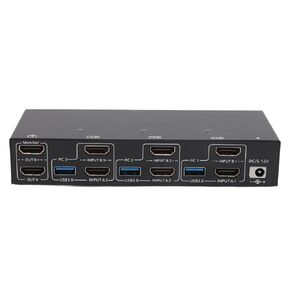 محول KVM بشاشة مزدوجة 4K، شاشتان و3 أجهزة كمبيوتر 4K 144 هرتز USB 2.0 محول KVM بشاشة ممتدة مع 4 منافذ USB وكابلات متعددة (قابس أمريكي)