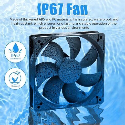120mm x 25mm 12V DC IP67 Rated Waterproof and Dustproof Fan High Performance 2 Pin for DIY Moisture Exhaust Cooling Projects 2pcs in Saudi Arabia