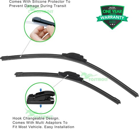 2pcs 16"+26" U/J Hook Bracketless Curved Premium All-Season Front Windshield Wiper Blades Set of 2 Combo Pack New Factory Replacement AA Natural Rubber in Saudi Arabia