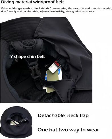 قبعة LLmoway لركوب الأمواج بعامل حماية من الأشعة فوق البنفسجية 50+ قبعة شمسية للشاطئ مقاومة للماء مع حزام للذقن in Kuwait